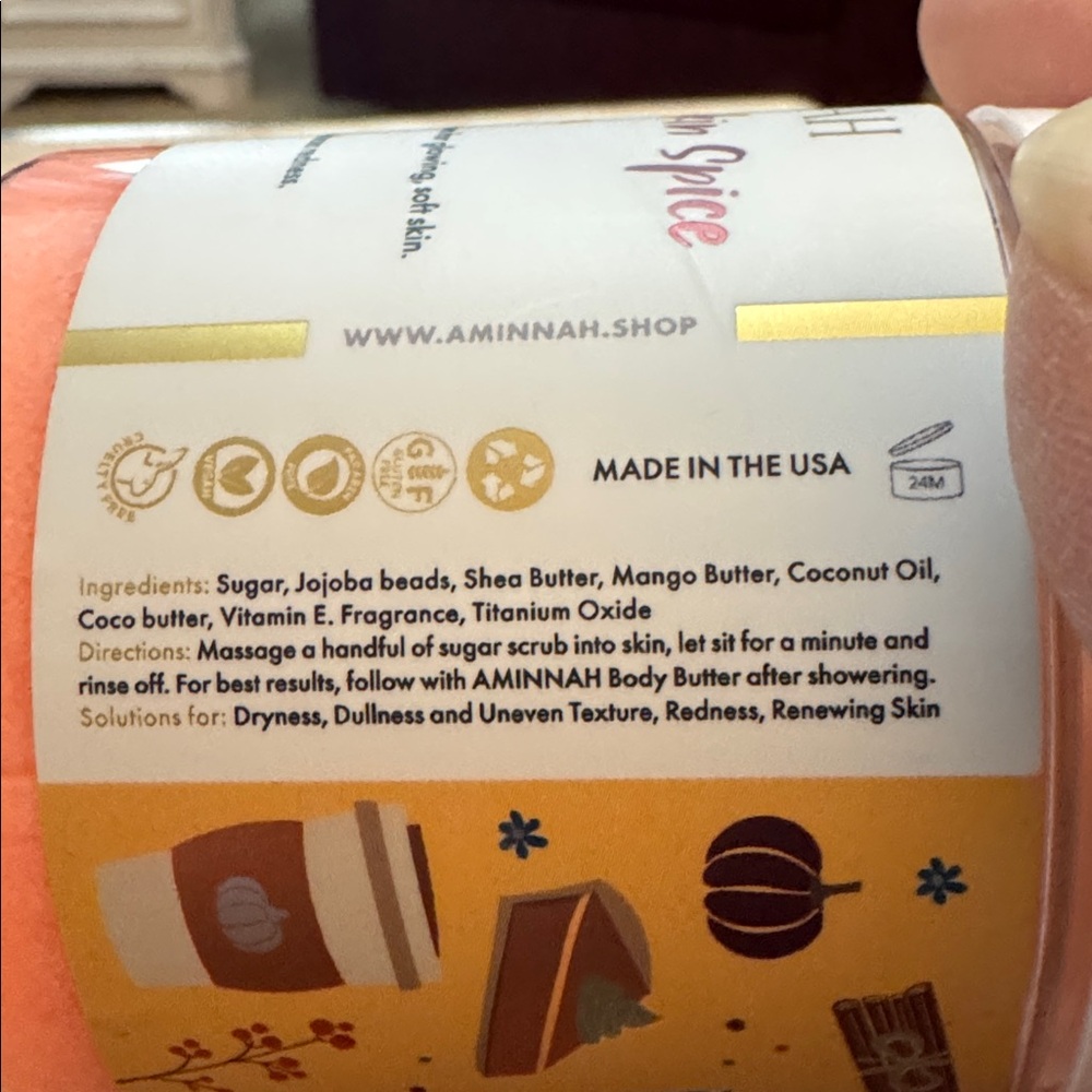 Aminnah Pumpkin Spice Sugar Scrub - Peach - Picture 2 of 2